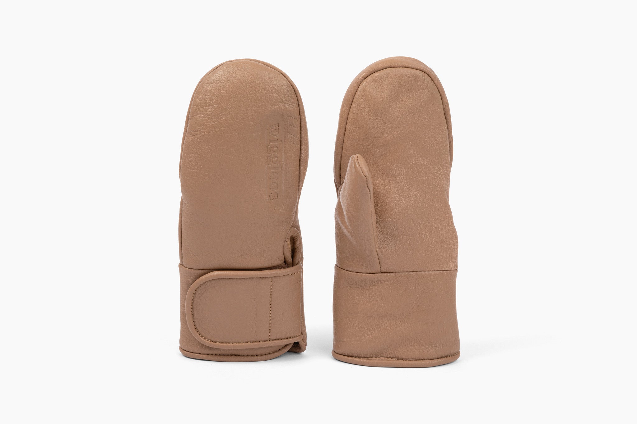 100% leather beige mittens