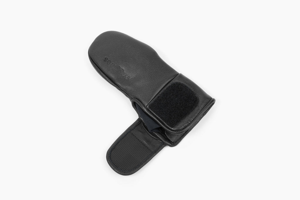 100% leather navy mitten