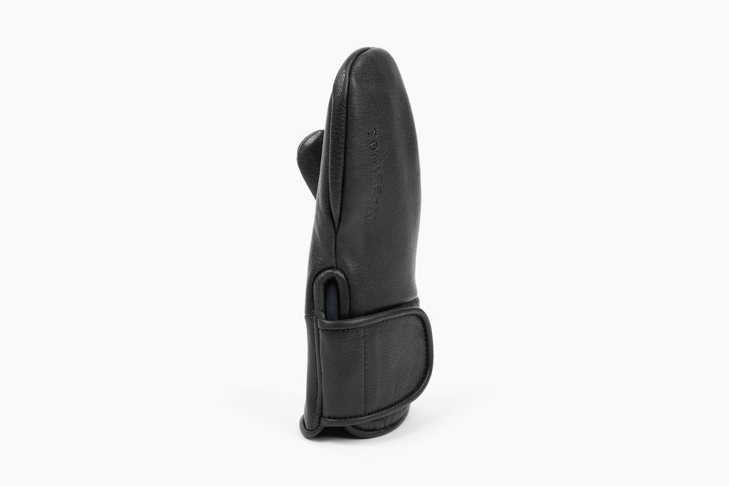 100% leather navy mitten